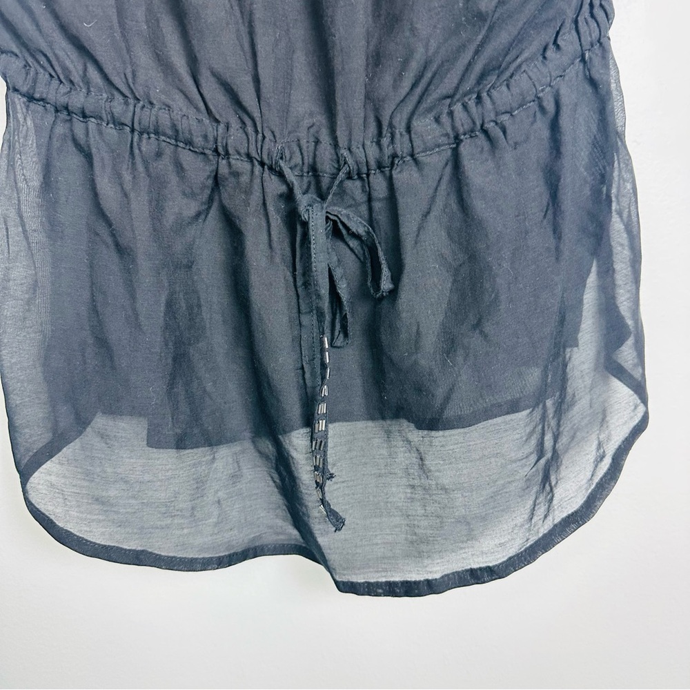 Guess Black Sheer Blouse with Silver Details Size Small - Picture 4 of 9